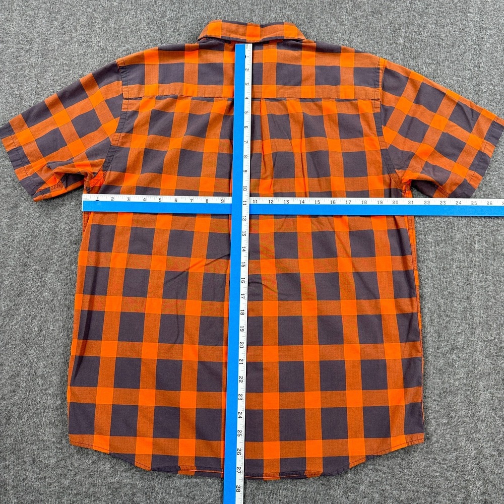Patagonia Shirt Mens Medium Gray Orange Plaid‎ Check Organic Cotton Button Up - Picture 6 of 8